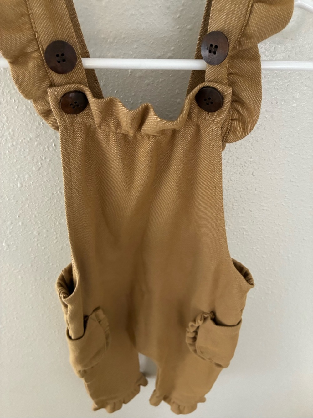 Milkbarn Rust Denim Ruffle Overalls - Picture 2 of 7